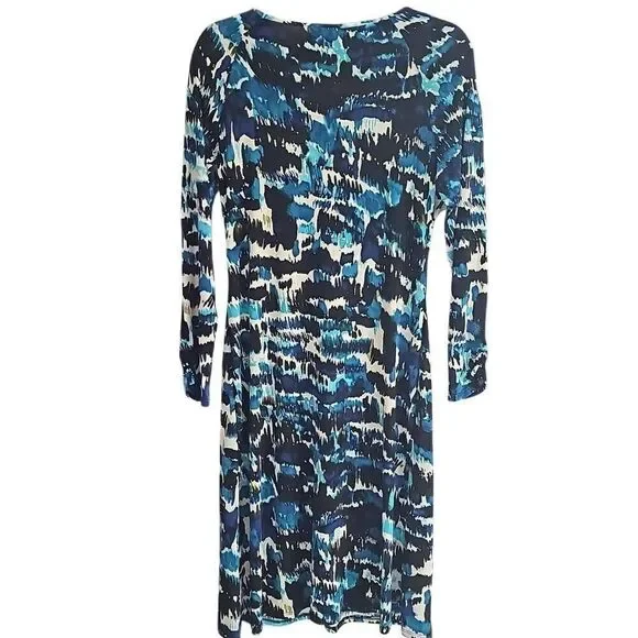 Lily A-line, longsleeve, multicolored dress. Size Large - Picture 2 of 8